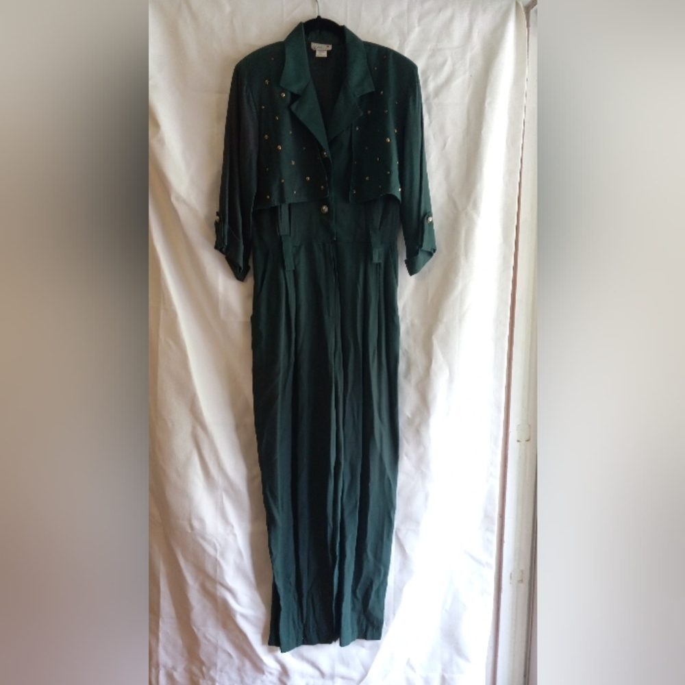Vintage retro green and gold pants jumpsuit
